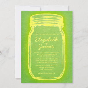 Invitations de mariage de Mason Jar Vintage vert j