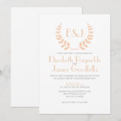 Invitations de mariage de monogramme de pêche (Devant / Derrière)