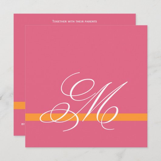 Invitations de mariage de Monogramme Swirl rose (Devant / Derrière)