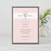 Invitations de mariage de monogrammes roses et tau (Debout devant)