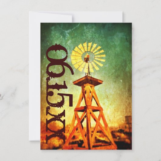 Invitations de mariage de moulin à vent rustique e (Dos)