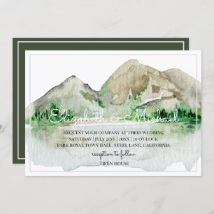 Invitations de mariage de Mountain Lake Aquarelle