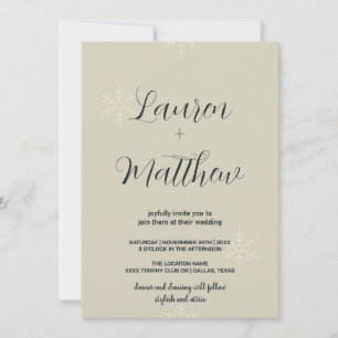 Invitations de mariage de neige beige