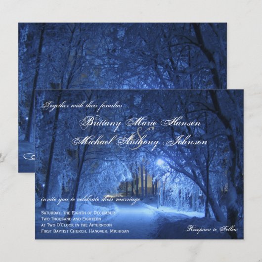 Invitations de mariage de neige de soirée de (Devant / Derrière)