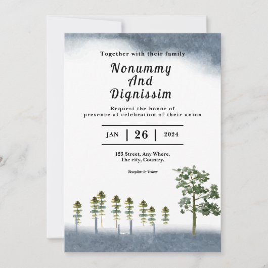 Invitations de mariage de Noël Conception de l'arb (Devant)