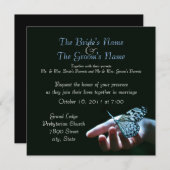 invitations de mariage de noir bleu de papillon (Devant / Derrière)