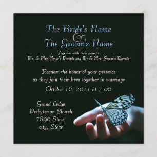 invitations de mariage de noir bleu de papillon