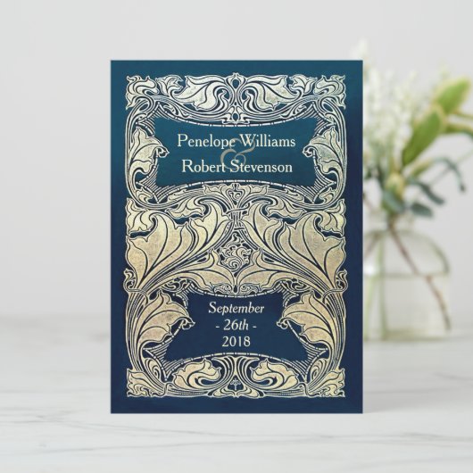 Invitations de mariage de Nouveau d'art lumineuses (Debout devant)