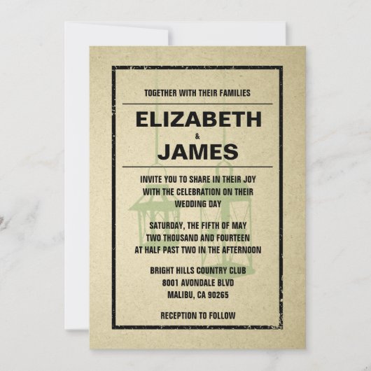 Invitations de mariage de nuit rustique (Devant)