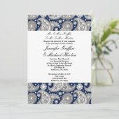 Invitations de mariage de Paisley de marine (Debout devant)