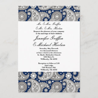 Invitations de mariage de Paisley de marine