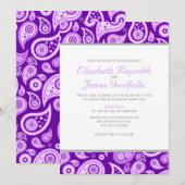 Invitations de mariage de Paisley pourpre (Devant / Derrière)
