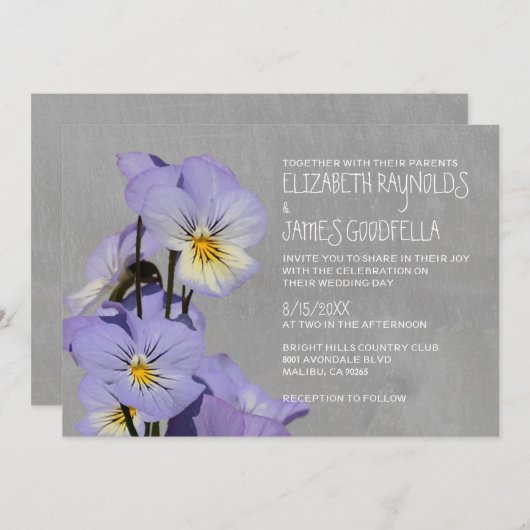 Invitations de mariage de Pansies (Devant / Derrière)