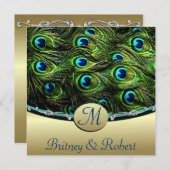Invitations de mariage de paon (Devant / Derrière)