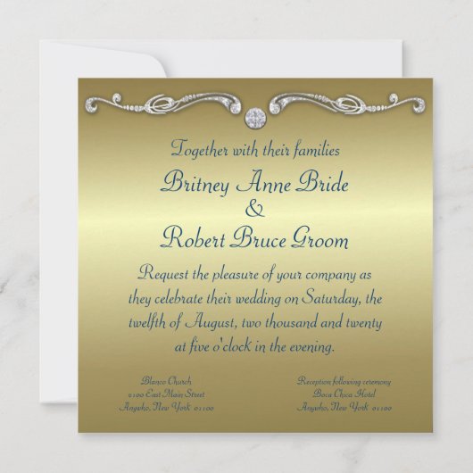 Invitations de mariage de paon (Dos)