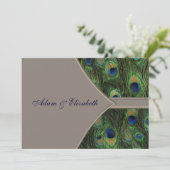 Invitations de mariage de paon de brun bleu (Debout devant)