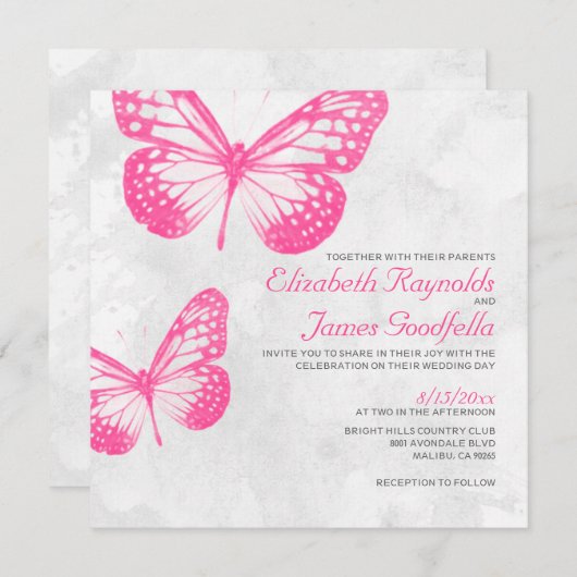 Invitations de mariage de papillon (Devant / Derrière)