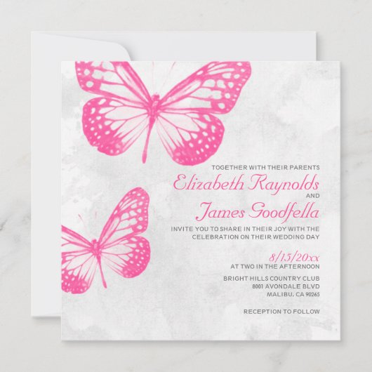 Invitations de mariage de papillon (Devant)