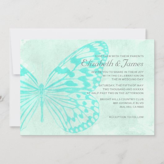 Invitations de mariage de papillons (Devant)