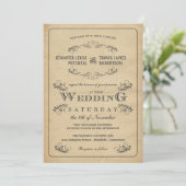 Invitations de mariage de parchemin fleuri vintage (Debout devant)