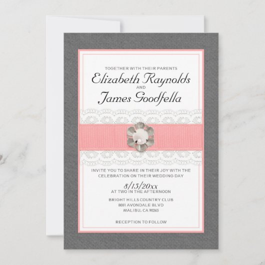 Invitations de mariage de perle (Devant)