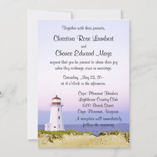 Invitations de mariage de phare (Devant)