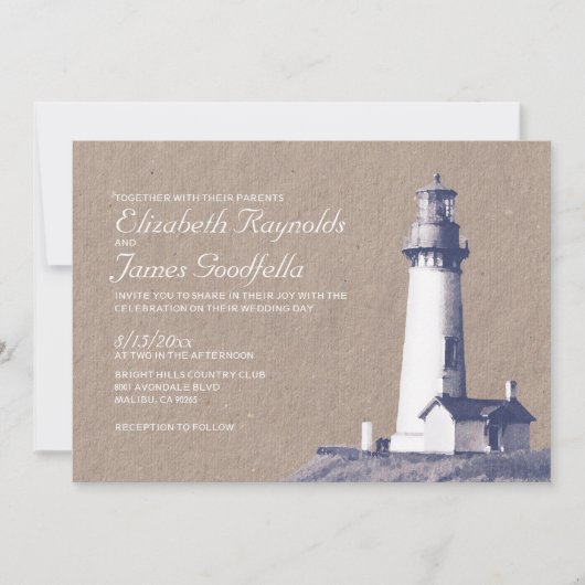 Invitations de mariage de phare (Devant)