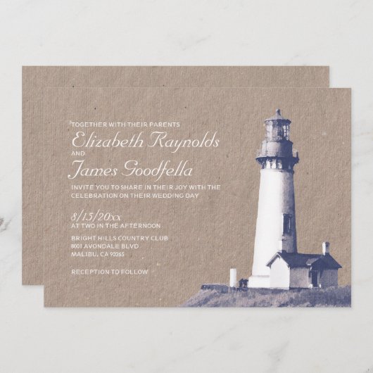 Invitations de mariage de phare (Devant / Derrière)