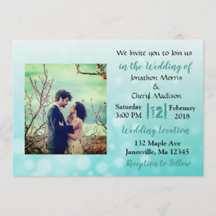 Invitations de mariage de photo de bulles de Teal