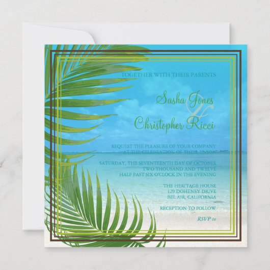 Invitations de mariage de PixDezines Beach (Dos)