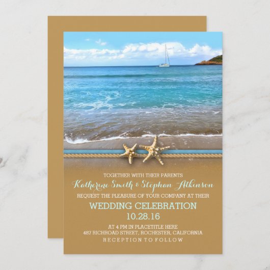 Invitations de mariage de plage (Devant / Derrière)