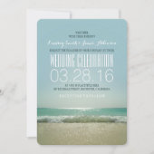 Invitations de mariage de plage moderne avec mer t (Devant)