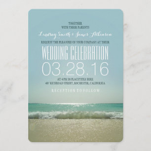 Invitations de mariage de plage moderne avec mer t