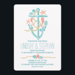 Invitations de mariage de plage nautique<br><div class="desc">Invitations de mariage fantasque et moderne pour mariages nautiques, mariages de plage et mariages de destination. Plein de jolies coquillages, dollars de sable turquoise et turquoise, équitation corallienne et couple d'étoiles de mer. Elégant design d'ancre dessiné main brillant faire-part de mariage décontracté. Parcourez la collection pour plus d'éléments correspondants. Tous...</div>