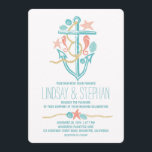 Invitations de mariage de plage nautique<br><div class="desc">Invitations de mariage fantasque et moderne pour mariages nautiques, mariages de plage et mariages de destination. Plein de jolies coquillages, dollars de sable turquoise et turquoise, équitation corallienne et couple d'étoiles de mer. Elégant design d'ancre dessiné main brillant faire-part de mariage décontracté. Parcourez la collection pour plus d'éléments correspondants. Tous...</div>