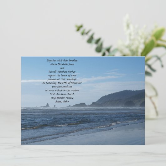Invitations de mariage de plage rocheuse (Debout devant)