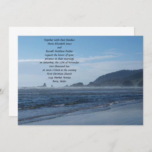 Invitations de mariage de plage rocheuse (Devant / Derrière)