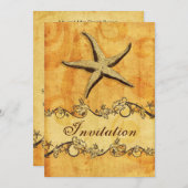 invitations de mariage de plage rustique, vintage, (Devant / Derrière)