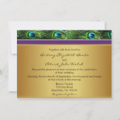 Invitations de mariage de plume de paon de pourpre (Dos)