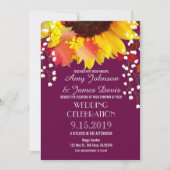 Invitations de mariage de prune de tournesol rusti (Devant)