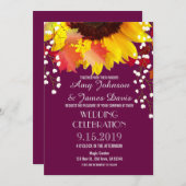Invitations de mariage de prune de tournesol rusti (Devant / Derrière)