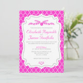 Invitations de mariage de Quatrefoil rose chaud (Debout devant)
