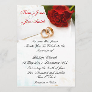 invitations de mariage de rose rouge