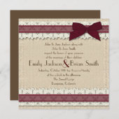 Invitations de mariage de ruban de Bourgogne de (Devant / Derrière)