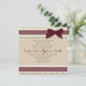 Invitations de mariage de ruban de Bourgogne de (Debout devant)