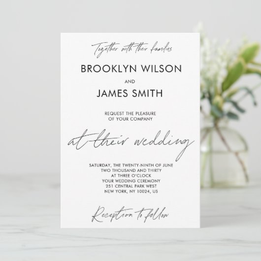 Invitations de mariage de script simple (Debout devant)