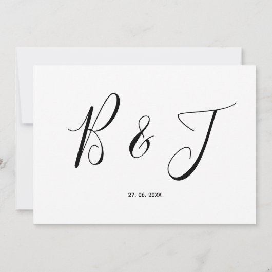 Invitations de mariage de script simple (Dos)
