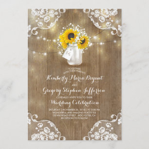 Invitations de mariage de Sunflower de Mason Jar