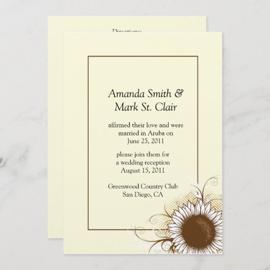 Invitations de mariage de Sunflower Post (Devant / Derrière)