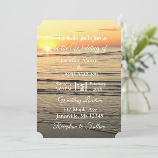 Invitations de mariage de Sunset Waves Ocean (Debout devant)